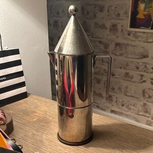 Alessi Stainless Steel Silver Stovetop Moka Coffee Pot